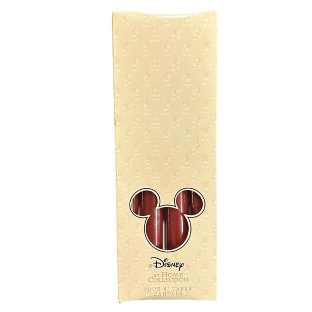 New 4 Disney Mickey Mouse Taper Candles Red At Home Collection Vintage Christmas